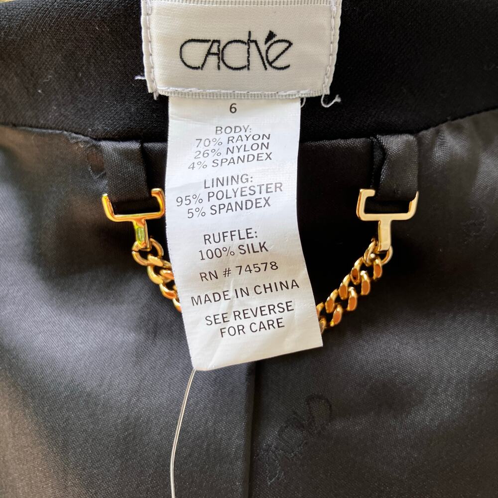 Y2K Cache Vest NWT Sz‎ 6 Black Silk Ruffle V Neck Whimsigoth Dark Romantic 90s - Picture 10 of 11